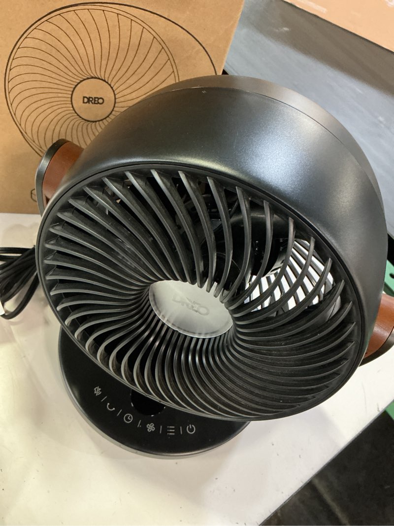 Condition photo showing Good Condition for dreo fan for bedroom, desk air circulator fan with remote, 11 inch table fans for whole room, 65ft powerful airflow, 120° vertical manual +90° oscillating, 4 speeds, 8h timer, 25db quiet fan, home black