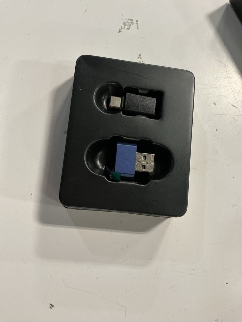 Condition photo showing As Is for wireless carplay adapter for apple iphone & android auto, 2026 upgraded 2-in-1 plug and play converts wired to wireless carplay, fast auto-connect, zero latency with iphone ios 10+ blue