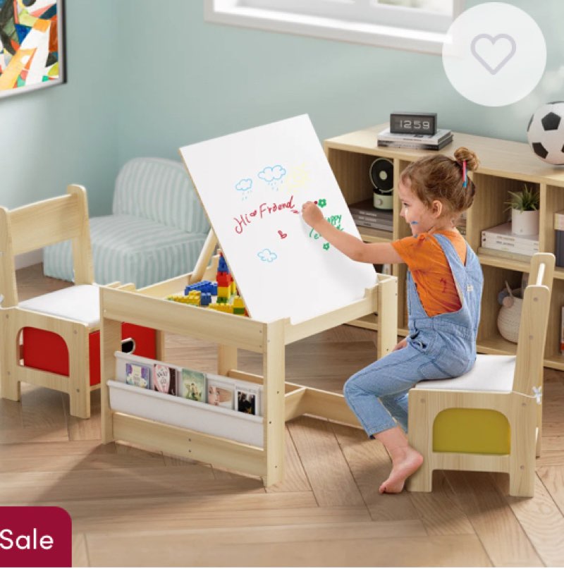 Kids Table And Chairs, Wooden Kids Table And Chair Set, Kids Table With Removable Blackboard, Toddler Table And Chairs With Storage Drawer, Kids Activity Table For Daycare, Classroom, Playroom