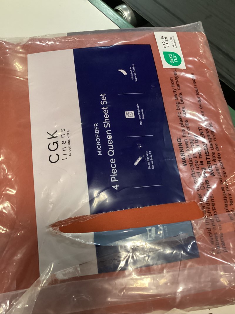 Condition photo showing Good Condition for queen size 4 piece sheet set - comfy breathable & cooling bed sheets set - hotel luxury bedding for women, men, kids, teens, boys & girls - deep pockets, soft and wrinkle free - oeko-tex - terracotta 28 - terracotta queen