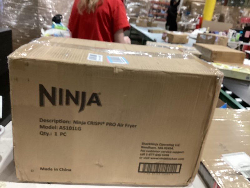 Condition photo showing New/Like New for Ninja Crispi Pro 6-in-1 Glass Air Fryer | 6qt & 2.5qt Glass Containers with Storage Lids | Non-Toxic | Meal Prep, Microwave, Freezer & Dishwasher Safe | Air Fry, Bake & More | Bone | AS101LG