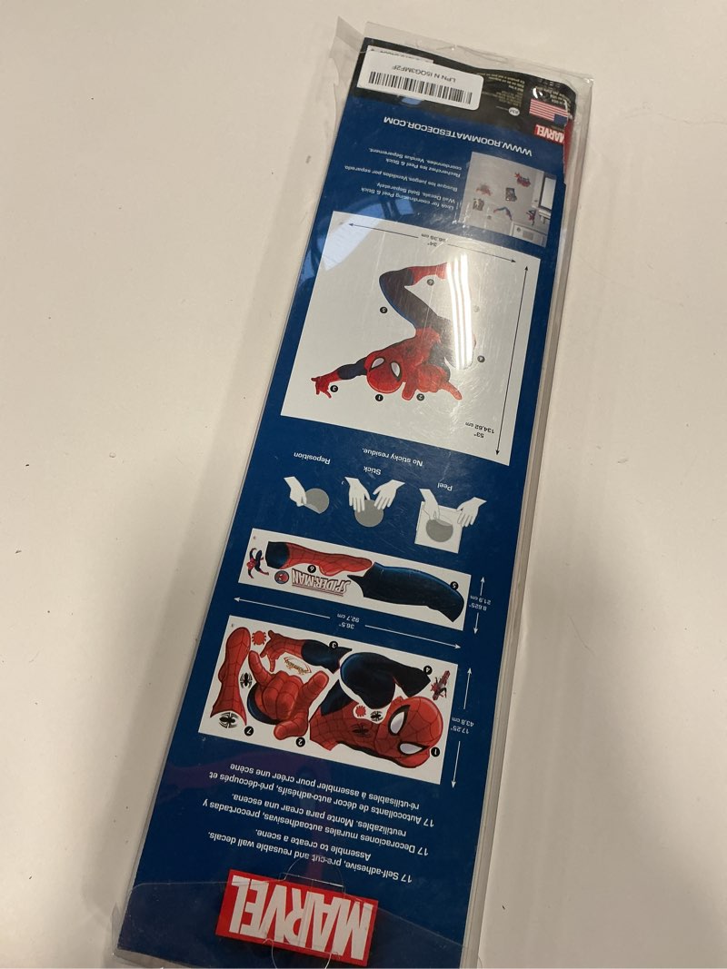 Condition photo showing New/Like New for RoomMates Marvel Ultimate Spider-Man Giant Peel and Stick Wall Decals by RoomMates, RMK4831GM, Red, Blue, Yellow