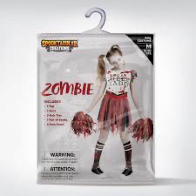 Spooktacular Creations Zombie Halloween Cheerleader Costume, Girls Scary Cheerless Costume, Kids Dea