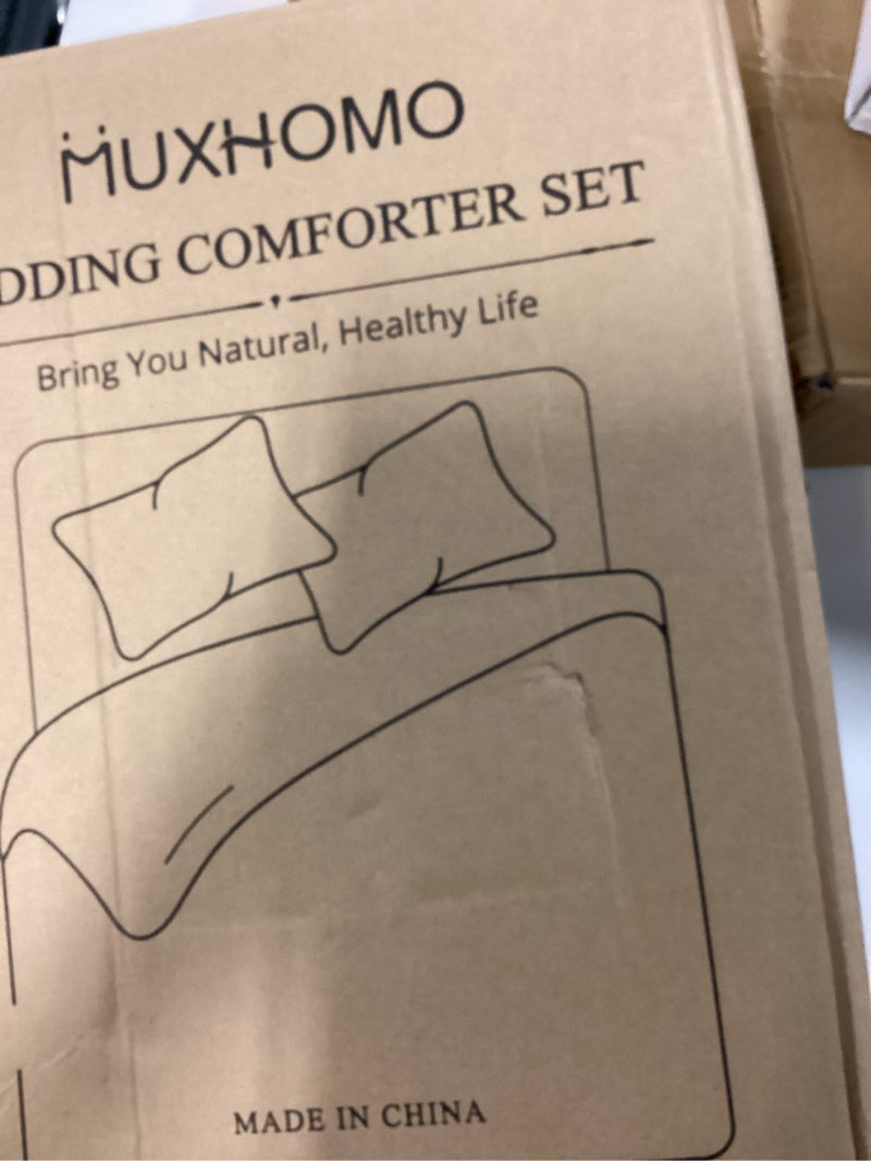 Condition photo showing New/Like New for muxhomo 7 pieces queen comforter set, soft bed in a bag queen size, all season bedding set with comforter, flat sheet, fitted sheet, pillowcases & shams, light grey queen(88"x 88") light grey