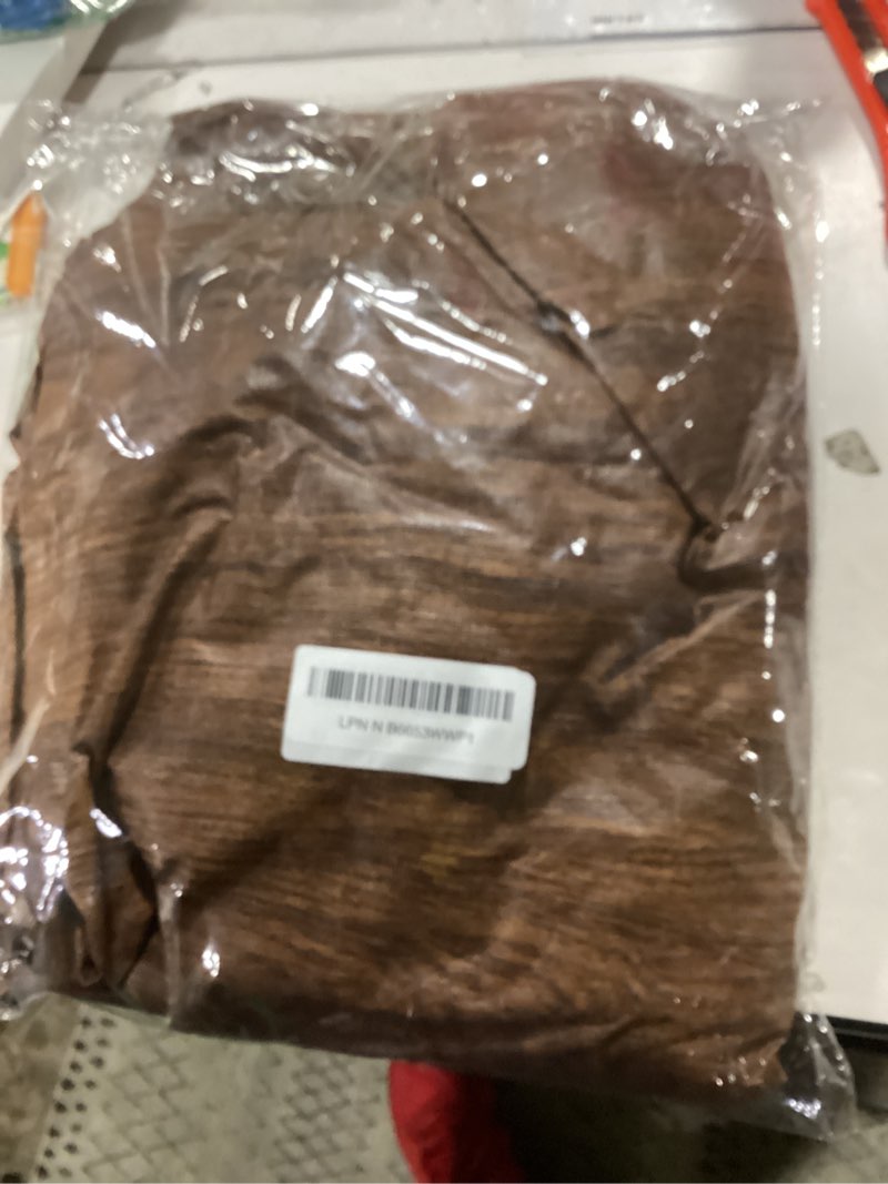 Condition photo showing Good Condition for liberecoo round vinyl fitted tablecloth with flannel backing elastic edge table cover waterproof stain-resistant wipeable tablcloths fits 45-56" round tables walnut wood 56" (round)