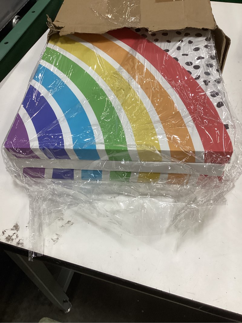 Condition photo showing Good Condition for hpniub rainbow motivational art print, office lettering quote wall art dots poster set of 3 pieces (11.8x15.6inch) canvas colorful painting with framed ready to hang for nursery classroom decor rainbow motivational quote - 11.8x15.6 inches