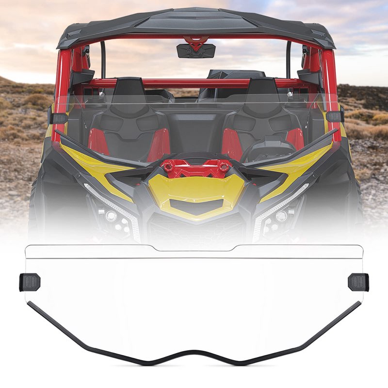 kemimoto x3 glass windshield with sliding vents compatible with can-am maverick x3, 8mm thick dot ap