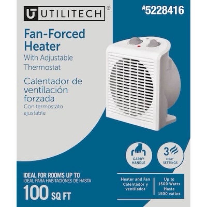 Utilitech 1500 -Watt Fan Compact personal Indoor Electric Space Heater with Thermostat