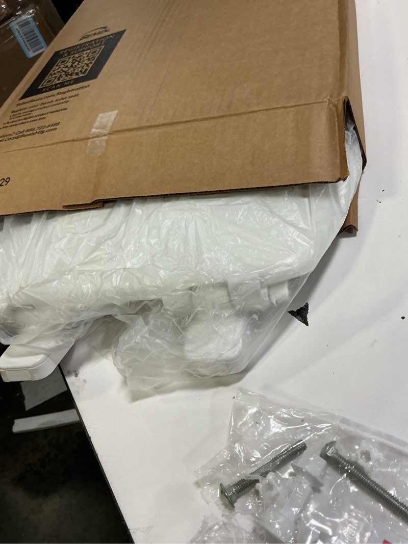 Condition photo showing Good Condition for mayfair little2big? elongated plastic toilet seat in white with sta-tite? seat fastening system? and whisper•close? hinge