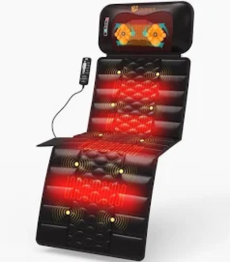 dopict massage mat, detachable neck massager, full body vibration heating, massage pad with 10 vibra