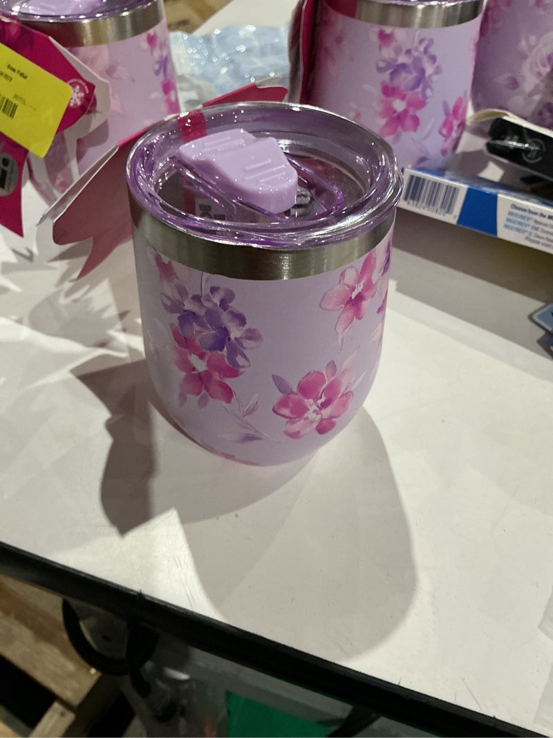 Condition photo showing Good Condition for hi peach layne, mother's day gift set, purple floral wine tumbler with nail file