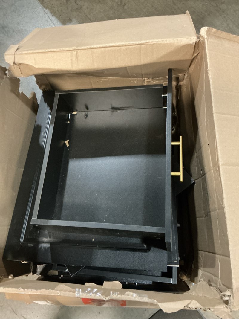 Condition photo showing As Is for zifty pull out trash can cabinet for 13 gallon bin, freestanding kitchen trash bin cabinet with hide