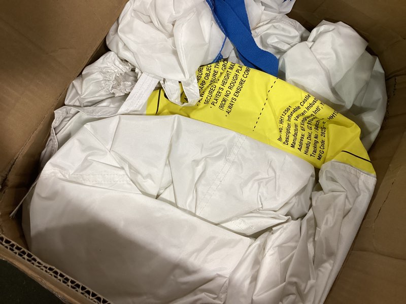 Condition photo showing As Is for ( incomplete) White Bounce House, House with Blower, Inflatable Bouncer, Children's Toy, Sewn Extra Thick Material for Durability