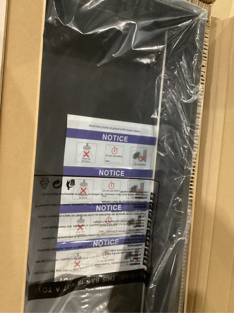 Condition photo showing As Is for Stainless Steel Shower Niche 30" X 12", No Tile Needed Wall Niche with 3 Selectable Color Temperatures Led Light, Recessed Shower Shelf for Bathroom Storage Over Mount Installation, Matte Black Matte Black 30" X 12"