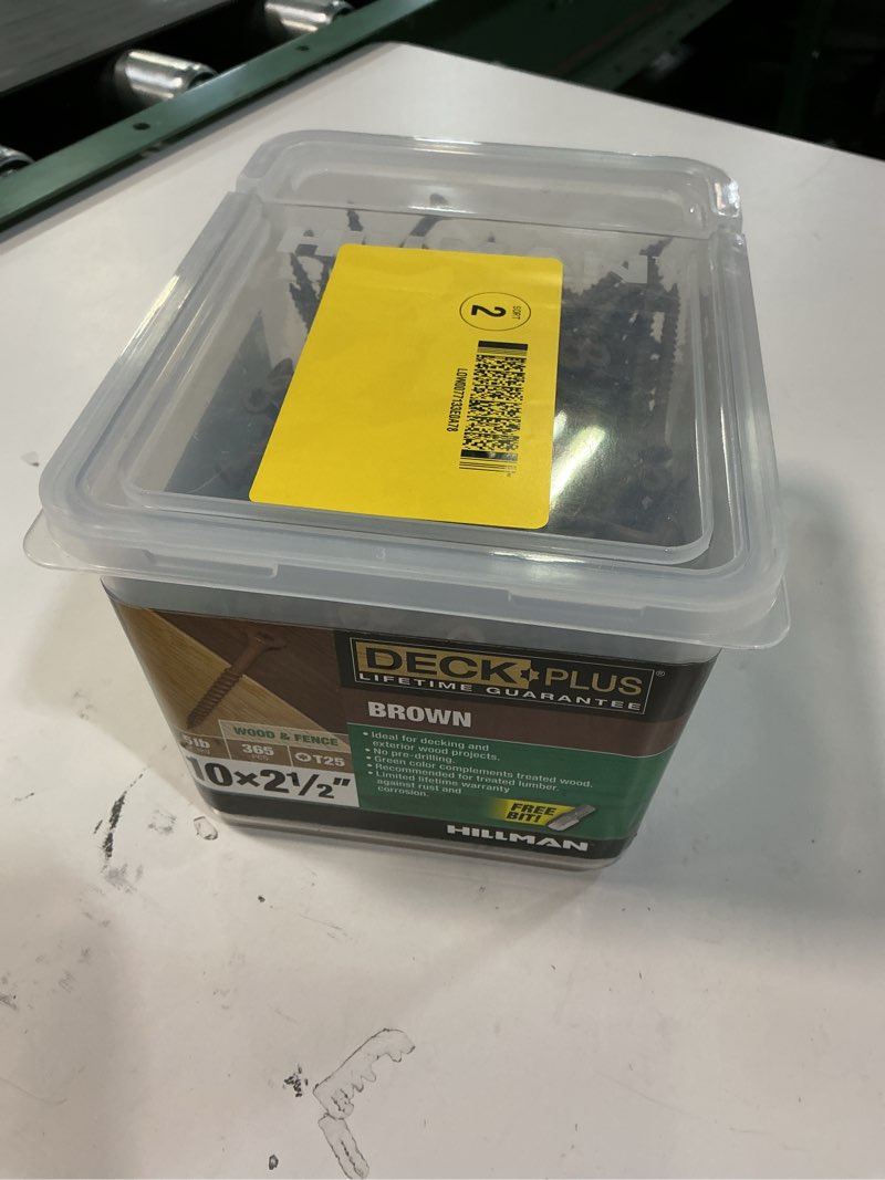 Condition photo showing Good Condition for Deck Plus Screws, 2-1/2" Epoxy Coated Exterior Wood Screw #10 x 2-1/2" Torx/Star Drive Included Coarse Thread, Decking Screws, Outdoor Rust Resistant, Brown 365 PCS