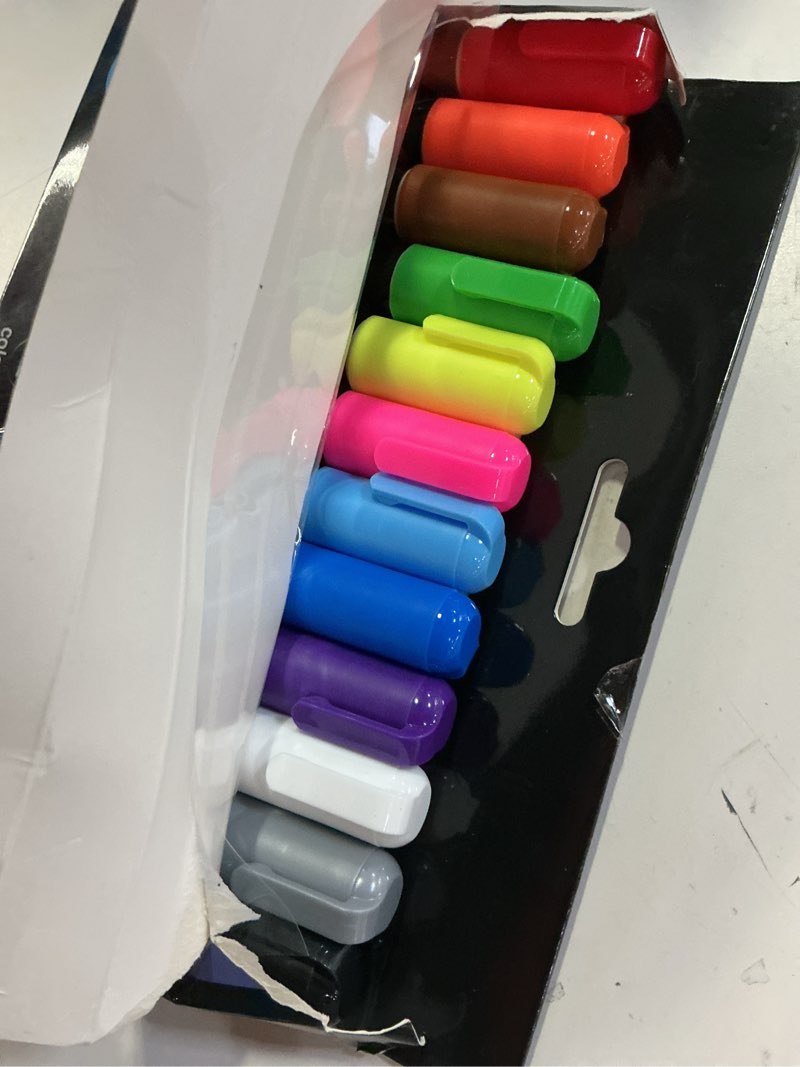 Condition photo showing Good Condition for moodclue liquid chalk markers 12 neon erasable whiteboards, glass boards, chalkboards, windows, mirrors, car windshields, auto, glass. odorless, non-toxic. wet or dry erase. thick and thin tip 1 count (pack of 12)