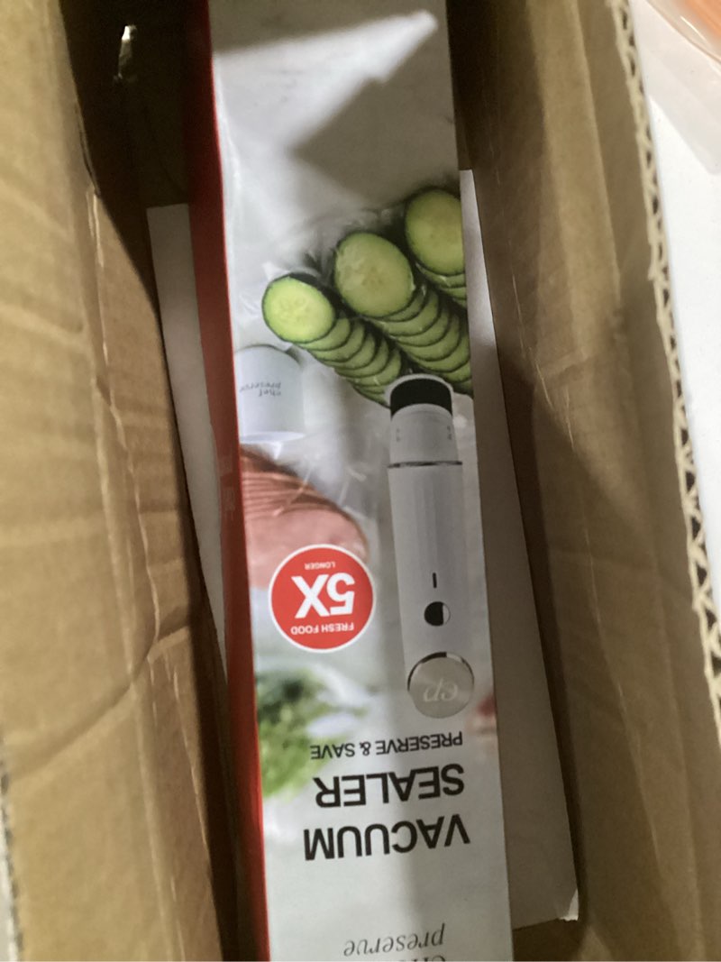Condition photo showing New/Like New for Chef Preserve Compact Vacuum Sealer for Food (Vacuum Sealer Machine + 10 Reusable Vacuum Bags) Powerful Handheld Vacuum Sealer Machine, Seal Meal Saver, Portable Food Sealer Vacuum Sealer + 10 Bags