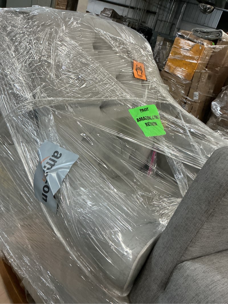 Condition photo showing As Is for delta children emerson upholstered glider swivel rocker chair, dove grey with soft grey welt dove grey with soft grey welt emerson