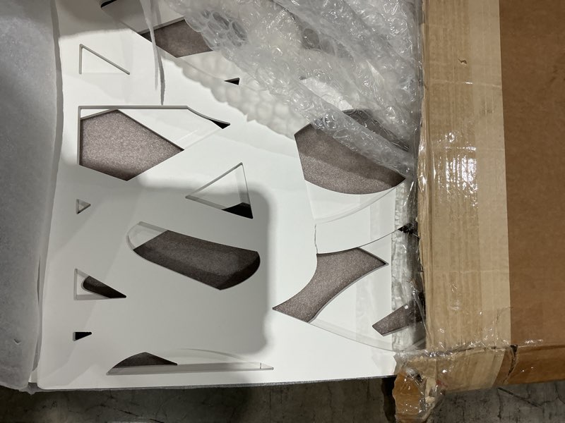 Condition photo showing As Is for 23 3/8"w x 95 3/8"h x 3/8"t kimball decorative fretwork wall panels in architectural grade pvc 23.375-in. w x 95.375-in. h pvc
