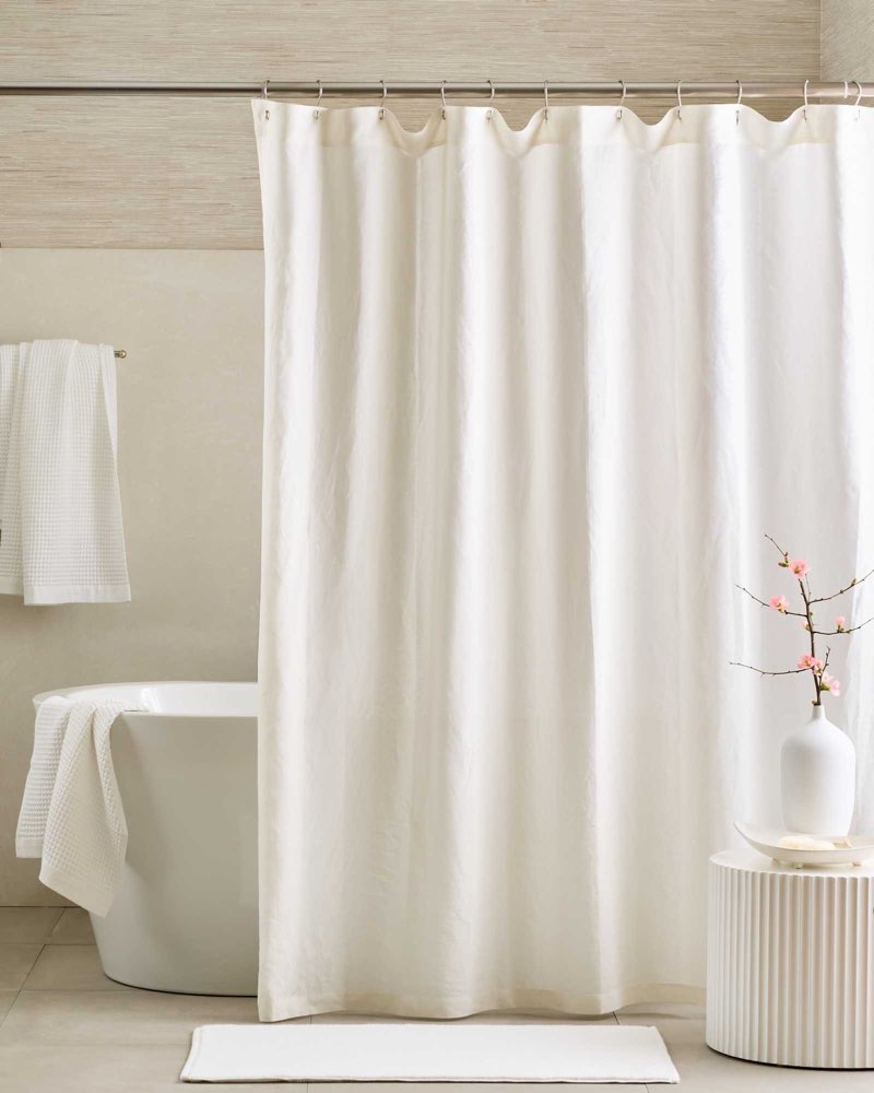 quince, european linen shower curtain/72”x72”/ivory