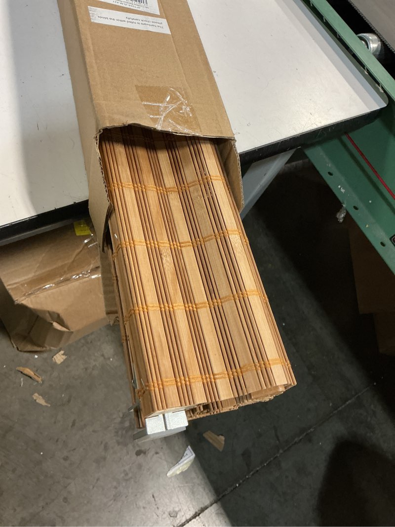 Condition photo showing Good Condition for lazblinds no tools no drill cordless bamboo roman shades, light filtering window treatment, roll up bamboo blinds for windows 34'' w x 72'' h, brown light filtering-brown206 34" w x 72" h