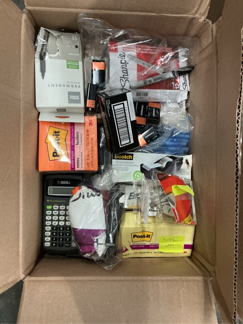 Condition photo showing As Is for assorted office supplies