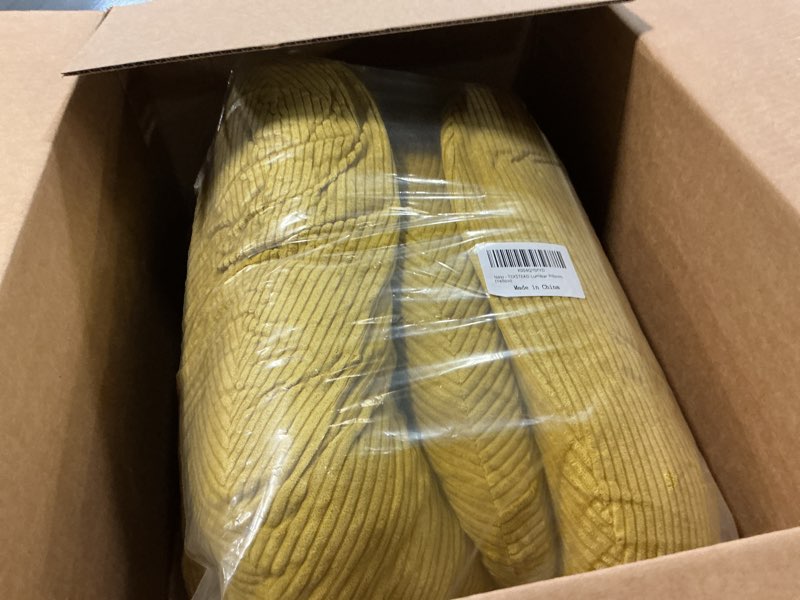 Condition photo showing As Is for Lumbar Support Pillow, Three Sides Back Support Pillow for Chair/Recliner/Couch/Sofa/Bed, Lower Back Pain Relief Cushion for Sitting (Yellow)