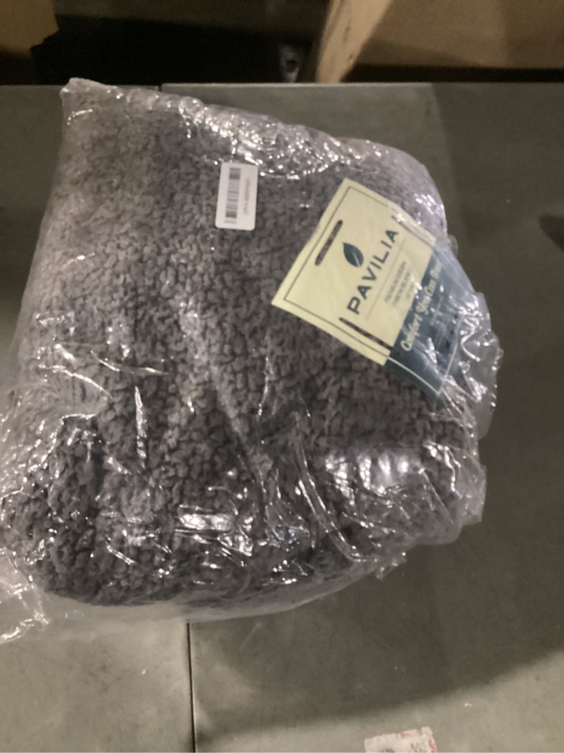 Condition photo showing As Is for PAVILIA Sherpa Throw Blanket for Couch Sofa, Black Fluffy Warm Plush Blanket for Twin Bed, Cozy Super Soft Lightweight Throw, Fuzzy Decorative Blanket, All Season Home, 60x80 Twin - 60x80 Black