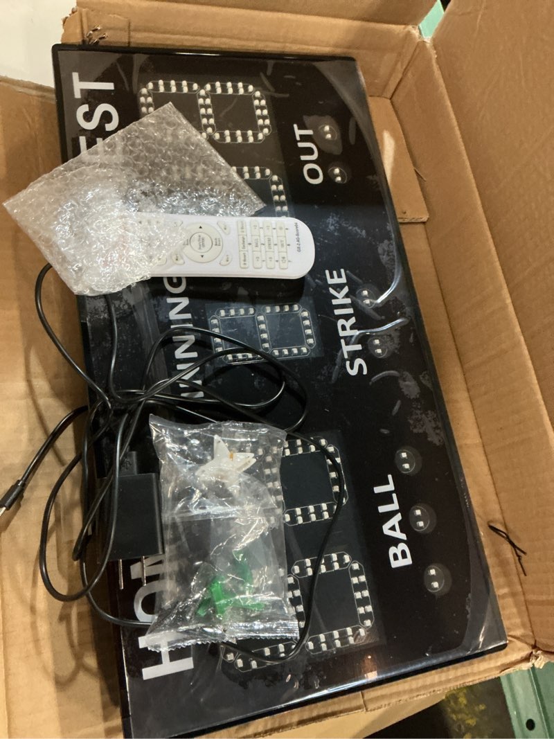 Condition photo showing As Is for yz led baseball scoreboard for fence, high-light digital scoreboard with remote, portable baseball electronic scoreboard, softball score keeper with innings balls strikes outs outdoor