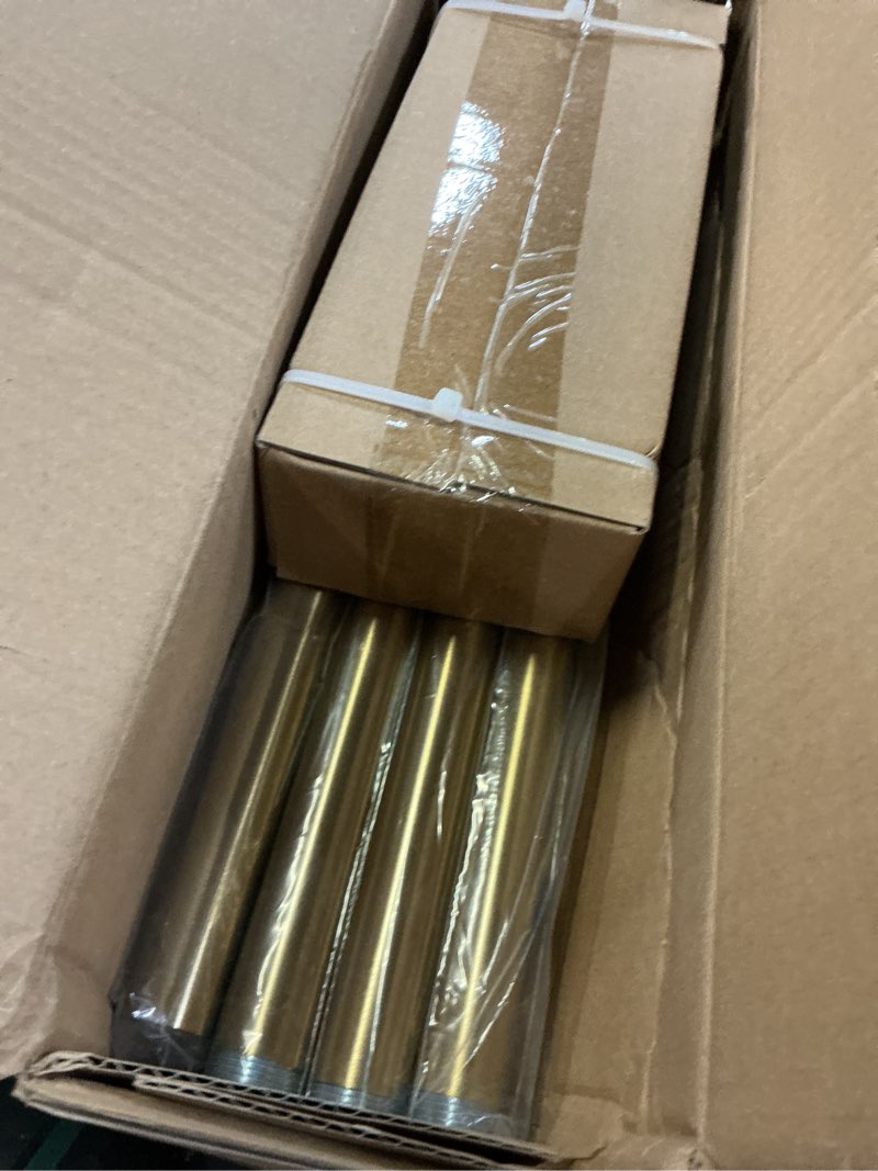 Condition photo showing New/Like New for modern gold curtain rods for windows 48 to 84 inch 1" diameter adjustable heavy duty brass window curtain rod with metal finials for living room bedroom farmhouse kitchen outdoor gold 16"-88"|1 pack
