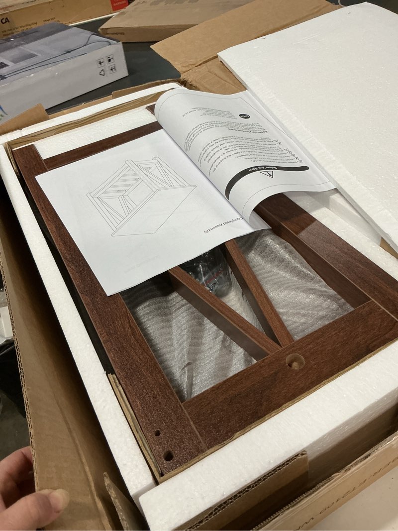 Condition photo showing Good Condition for ChooChoo Farmhouse End Table, Narrow Side Table, Slim End Table with Storage Shelf for Small Spaces, Rustic Nightstand, for Living Room, Bedroom Walnut Walnut 1 Pack