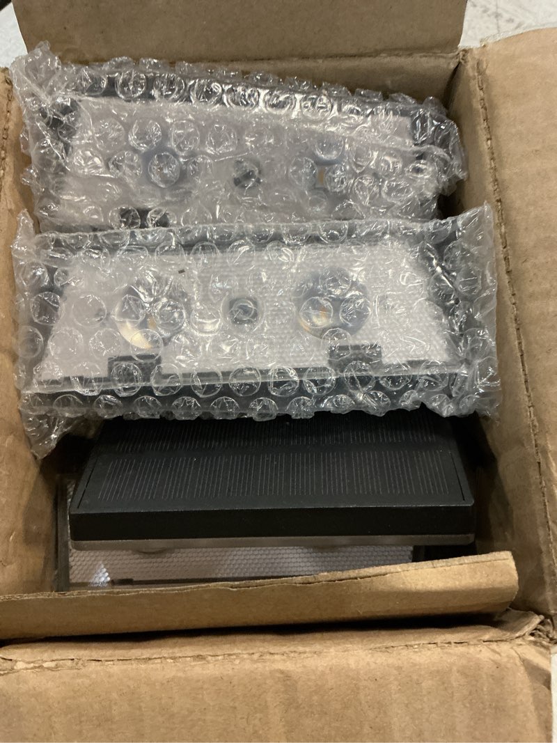 Condition photo showing Good Condition for solar fence lights outdoor, 12 pack warm white & rgb 8 colors fence lights solar powered ultra-bright led lens waterproof outdoor solar lights for fence, backyard, railing, patio, wall, step, deck 12 pack rgb & warm white