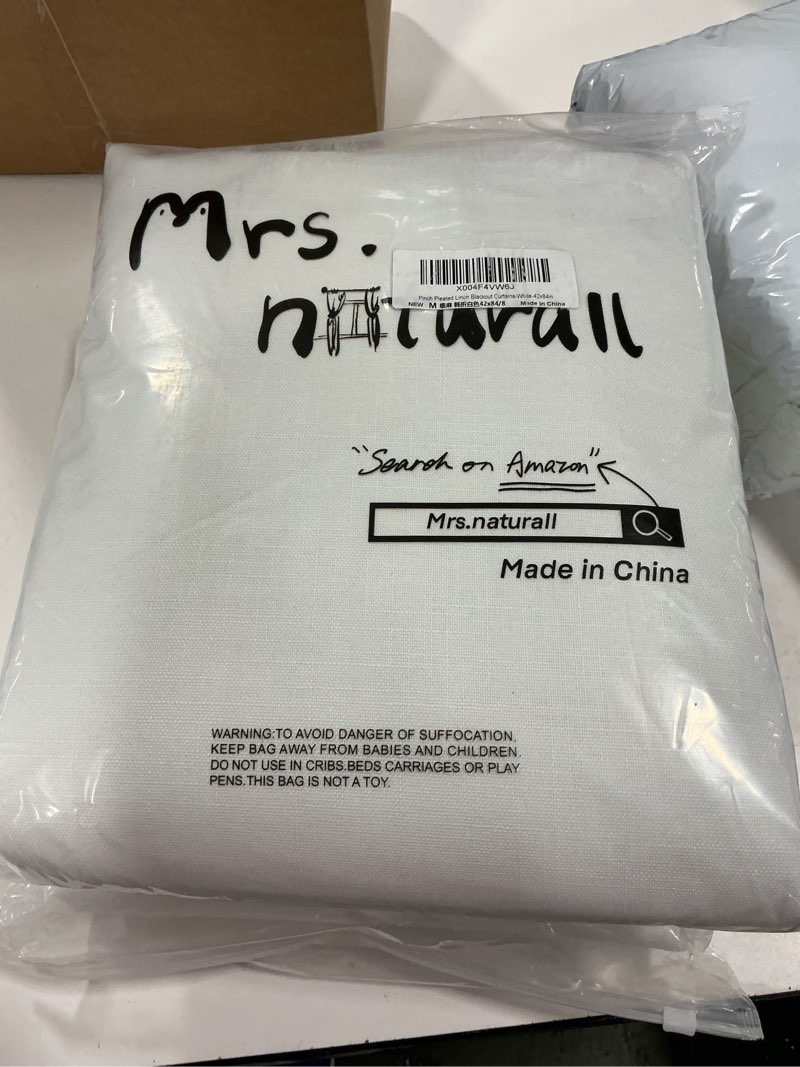 Condition photo showing New/Like New for 84 Inch Curtains 2 Panel Set Blackout Living Room Curtains 84 Inches Long,Cream Natural Crossweave-Linen Light Blocking Curtains Block Out Curtians for Bedroom Windows Livingroom Curtains 42"W x 84"L (Pack of 2) Natural