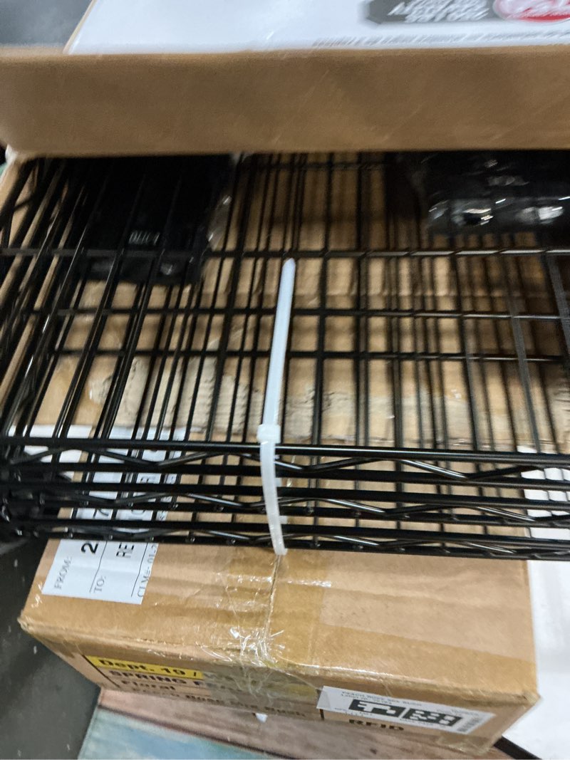 Condition photo showing Good Condition for hyper tough multipurpose 3-tier wire shelving rack, black, 750 lbs capacity