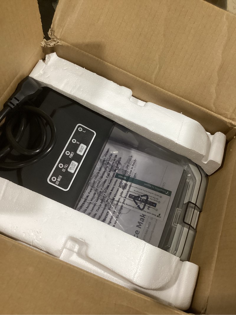 Condition photo showing Good Condition for Silonn Ice Maker Countertop, Portable Ice Machine with Carry Handle, Self-Cleaning Ice Makers with Basket and Scoop, 9 Cubes in 6 Mins, 26 lbs per Day, Ideal for Home, Kitchen, Camping, RV Black 26 lbs