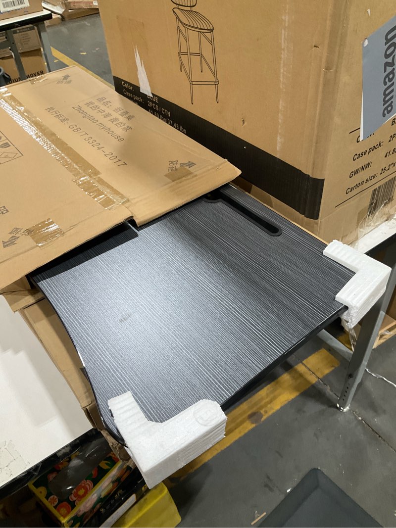 Condition photo showing Good Condition for foldable bed tray lap desk, portable lap desk with phone slots notebook table dorm desk, small desk folding small dormitory table (black)