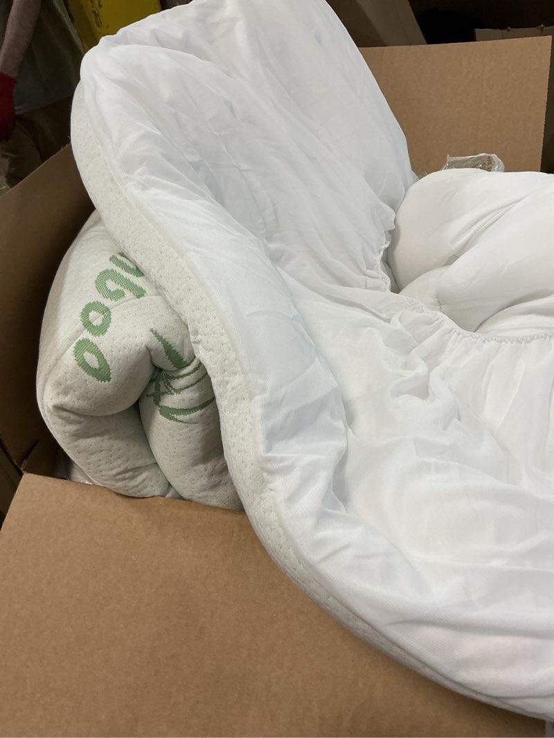 Condition photo showing Good Condition for Ultra Soft Queen Size Mattress Topper - Viscose Made from Bamboo Pillow Top Mattress Pad for Back Pain Relief - Naturally Cooling for Hot Sleepers, Green Green Queen