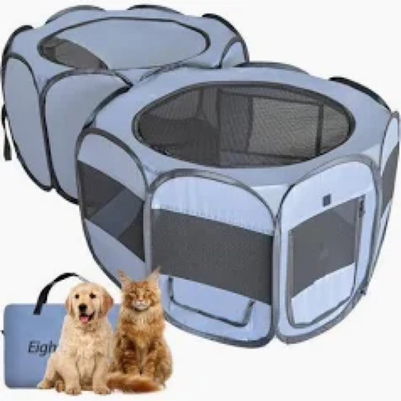 2-in-1 XLarge Pop Up Dog Playpen, Cat Puppy Pet Playpen, Indoor Outdoor Cats Enclosed, Cat Tent Crat