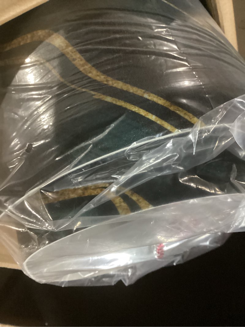 Condition photo showing New/Like New for omysalon 3ft. x5ft. salon anti fatigue mat for hair stylist, 5/8" thick barber floor mat with round cutout under styling chair, anti-slip design gold & teal