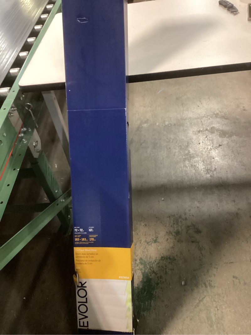 Condition photo showing New/Like New for levolor trim+go 2-in slat width 72-in x 72-in cordless white faux wood room darkening horizontal blinds