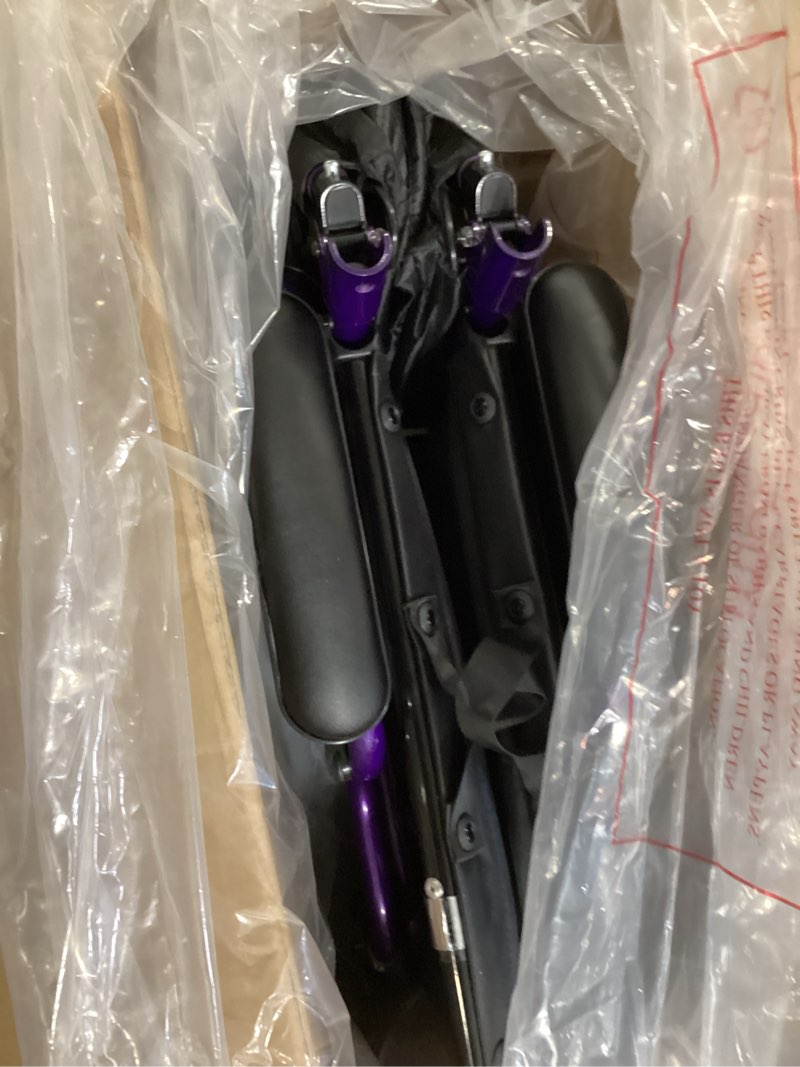 Condition photo showing Good Condition for nova transport chair – lightweight folding aluminum wheelchair with flip-up arms, locking handbrakes, 8” & 12” all-terrain wheels – collapsible travel chair for adults up to 300 lbs – purple