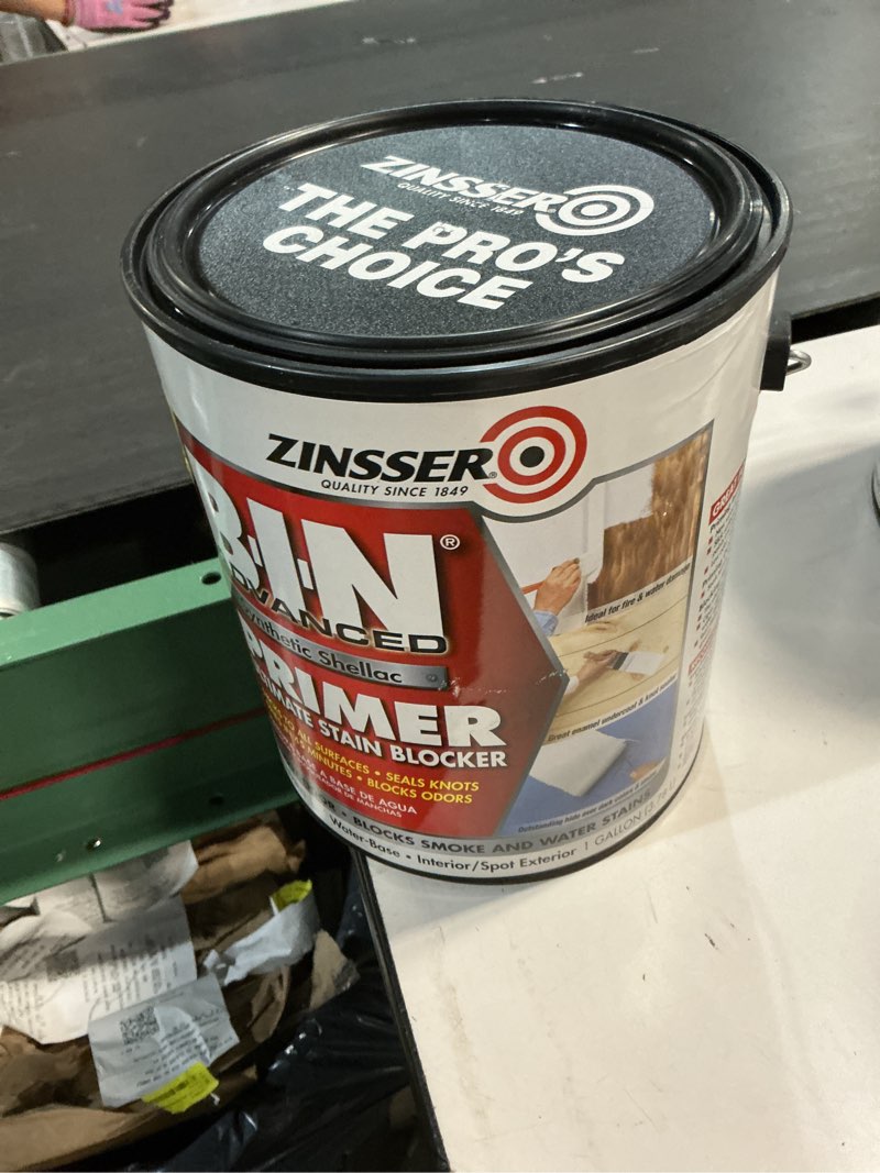 Condition photo showing New/Like New for zinsser b-i-n advanced white shellac-based acrylic primer and sealer 1 gal