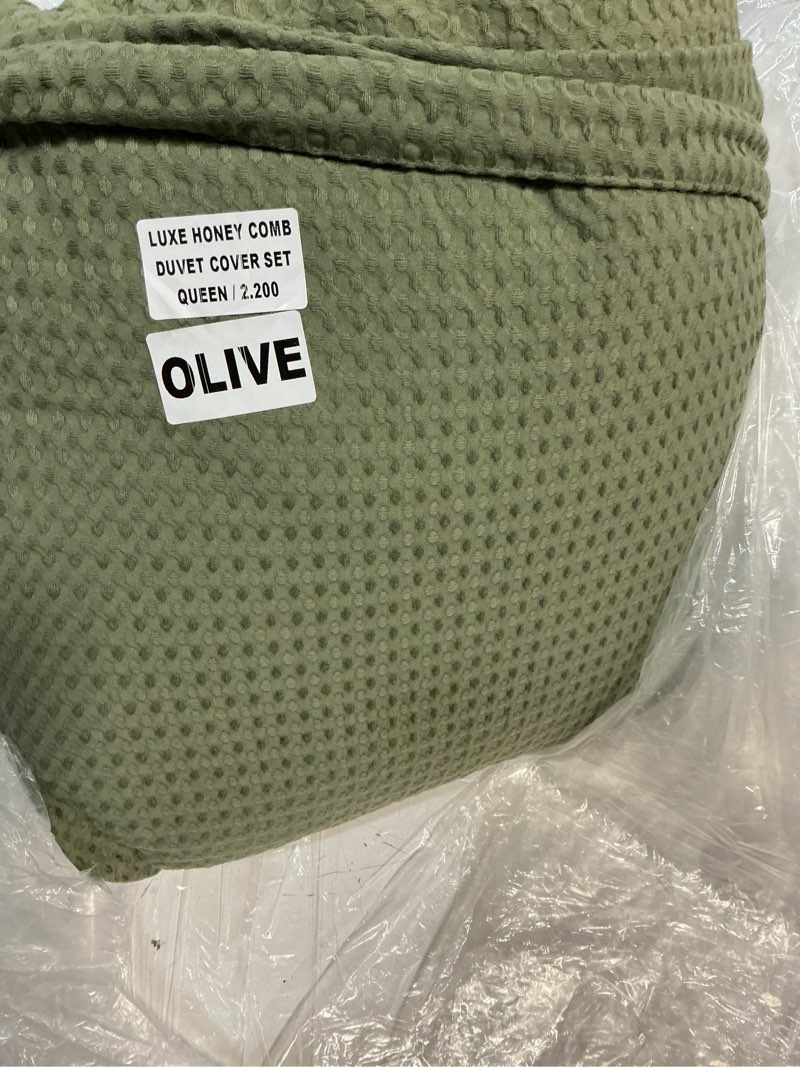 Condition photo showing New/Like New for european linen cotton stitch quilt cover (size: quenn color olive))
