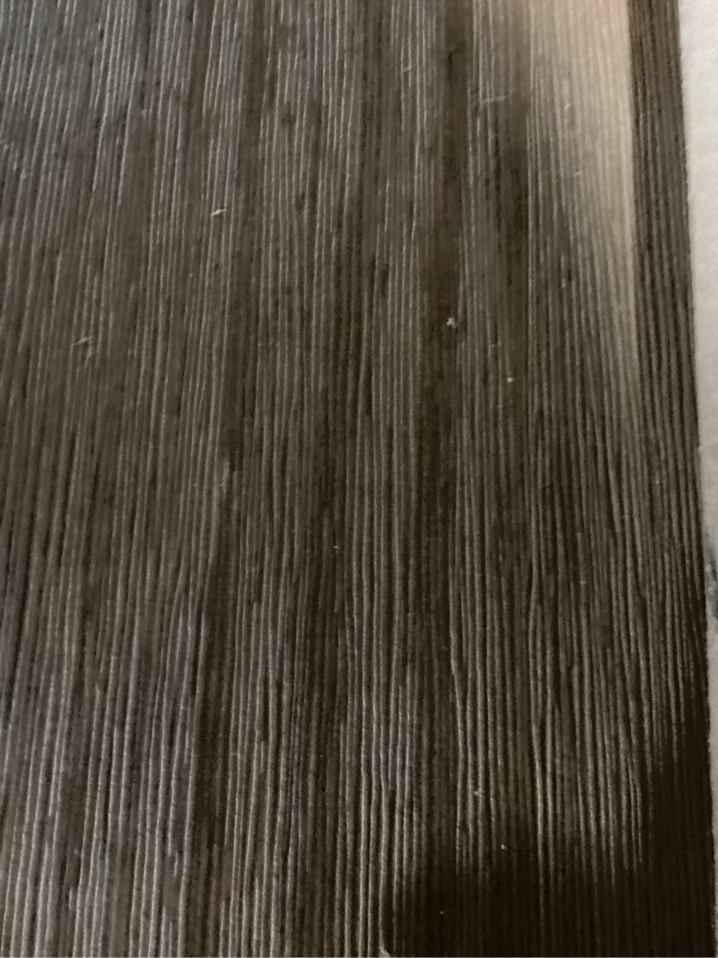Condition photo showing As Is for plank+beam classic rectangular coffee table, 40 inch farmhouse coffee table, mini center tables for small spaces, small living space tea table, pecan wirebrush 40 inch table pecan wirebrush