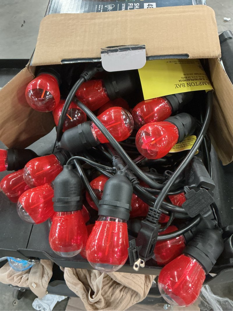 Condition photo showing As Is for hampton bay 24-light 48 ft. indoor/outdoor plug-in filament led s14 edison bulb string-light