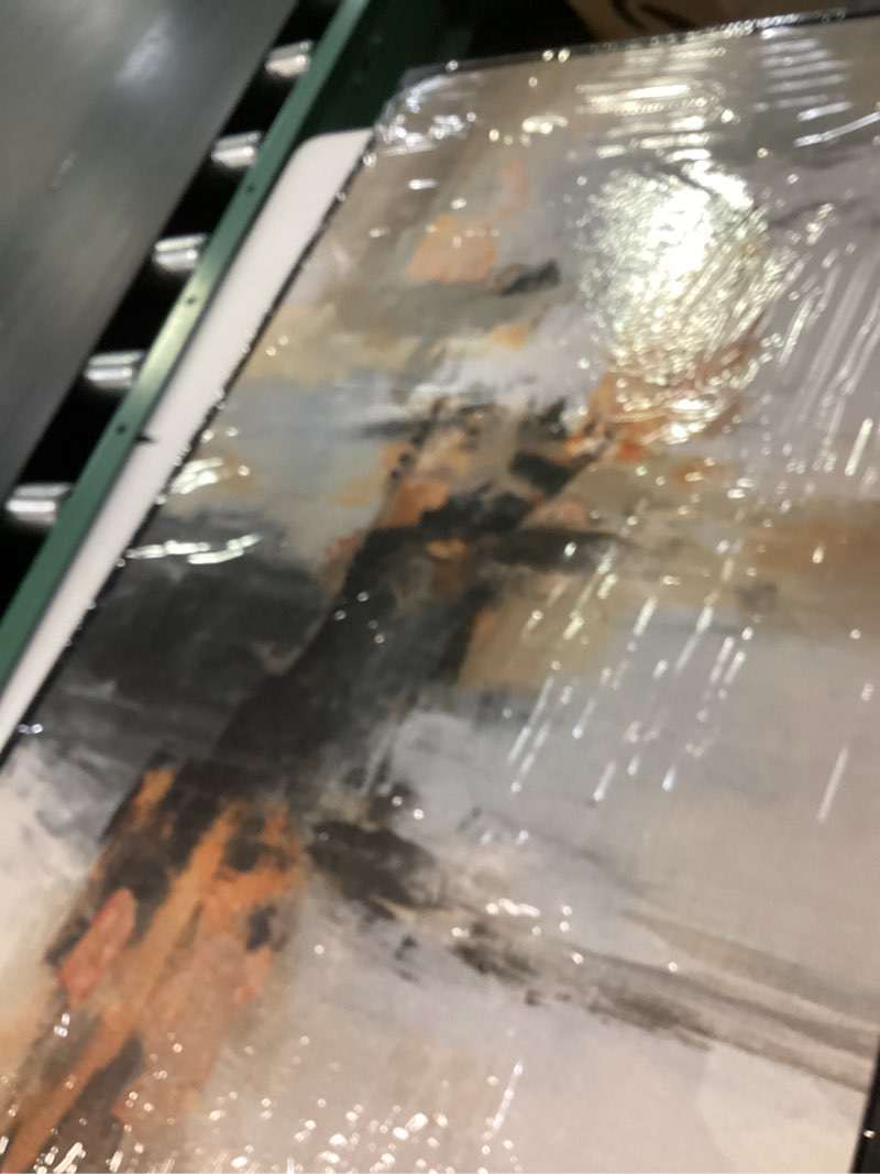 Condition photo showing Good Condition for Abstract Canvas Wall Art Modern Painting for Living Room Grey Gold Horizontal Wall Art Large Artwork for Walls Industrial Aesthetic Wall Art Neutral Posters & Prints 30x60cm Wrapped Canvas 24"L x 12"W