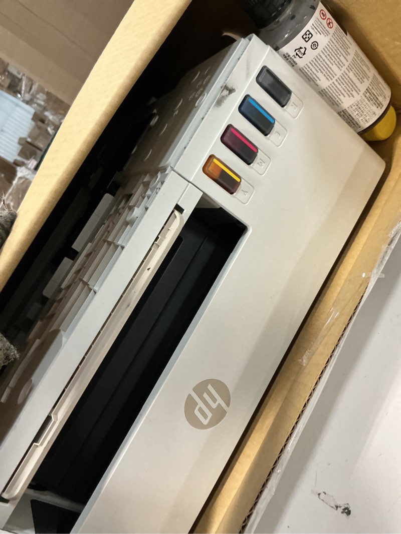 Condition photo showing As Is for hp smart tank 5000 wireless all-in-one ink tank printer, scanner, copier with 2 years of ink included, best-for-home, cartridge-free, refillable, ai-enabled, an ecotank alternative (5d1b6a)