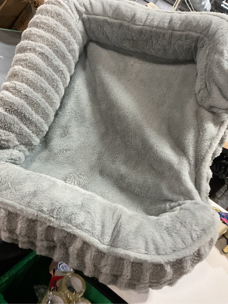 Condition photo showing As Is for LE SURE Cute Dog Bed Medium Size Dog, Orthopedic Waterproof Medium Pet Beds with Sides, High Back Non-Slip Bottom and Egg-Crate Foam Pet Couch Sofa with Washable Removable Cover, Grey 28.0"L x 23.0"W x 6.5"Th Grey