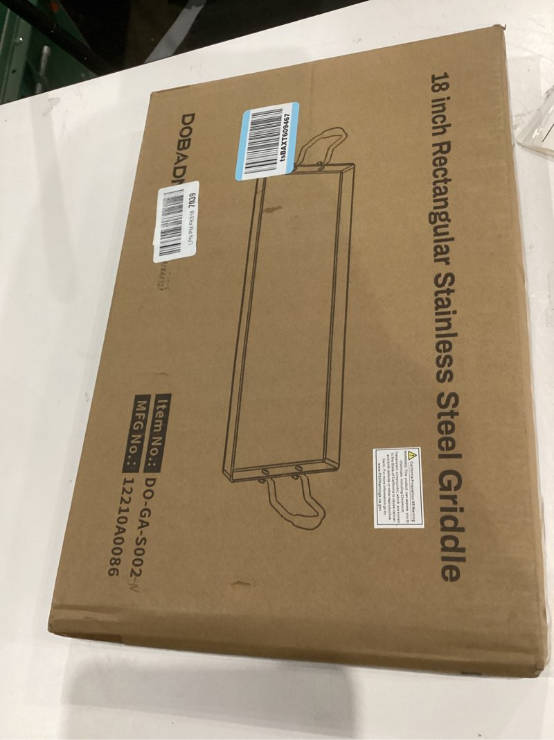 Condition photo showing New/Like New for Stainless Steel Double Griddle for Gas or Electric Double Burner Use on Medium or Low Heat, 18'' x 11.5'' Non-Stick Stove Top Flat Griddle Grill Pan Skillet for Indoor Dual Burner Stove