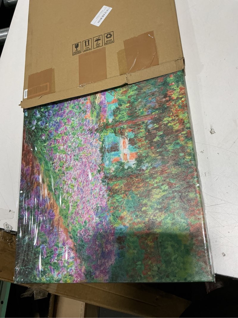 Condition photo showing New/Like New for jxbyjp purple flowers famous painting canvas wall art for farmhouse bedroom irises in monet's garden by claude monet pictures canvas print home office decor frame 16x24inch 24l" x 16w" irises garden